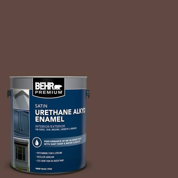 BEHR PREMIUM 1 gal. #N150-7 Chocolate Therapy Urethane Alkyd Satin Enamel Interior/Exterior Paint