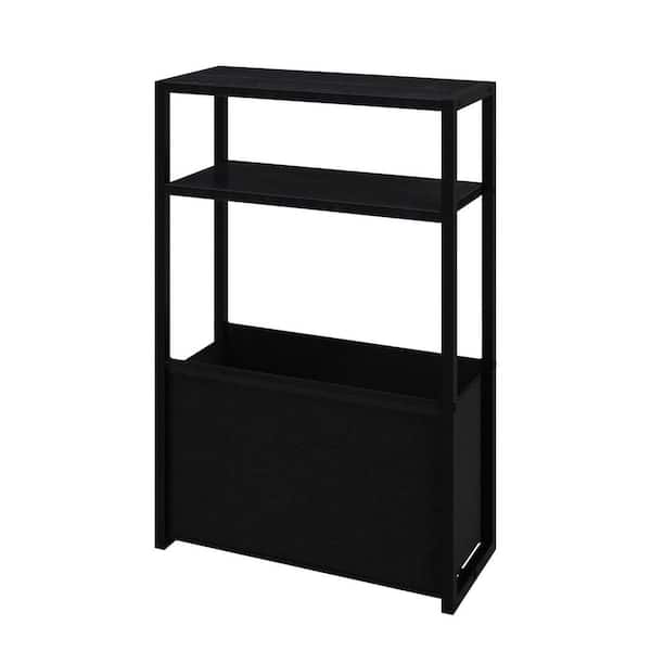 Black 15.7 in. x 25.5 in. Wood Freestanding Magazine Rack