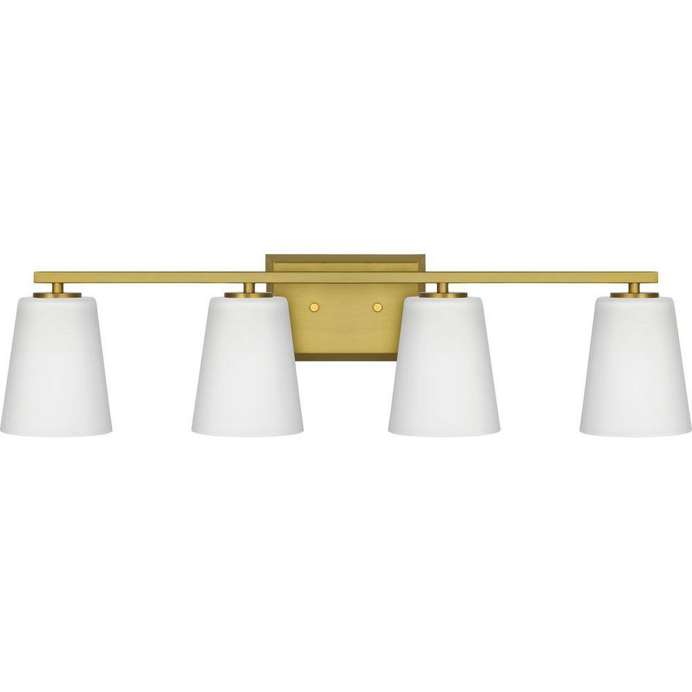 Brushed Gold 4-Light Dimmable Bath Vanity Fixture