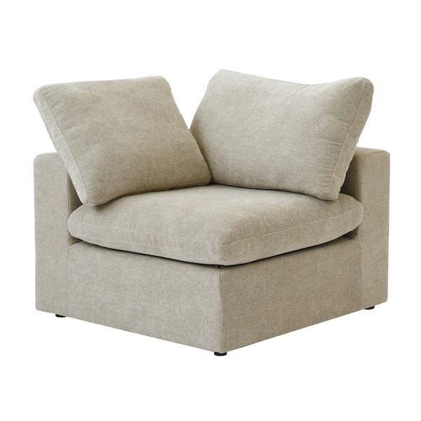 39.3 in. Square Arm 1-Piece Linen Modular Corner Sectional Sofa Couch in Khaki (Left/Right/Corner Side Section)
