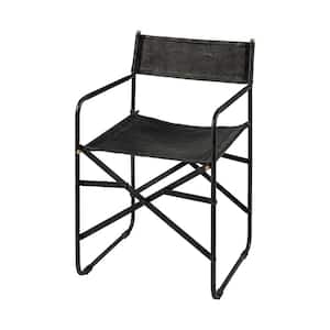 Direttore Black Leather w/Black Metal Frame Dining Chair