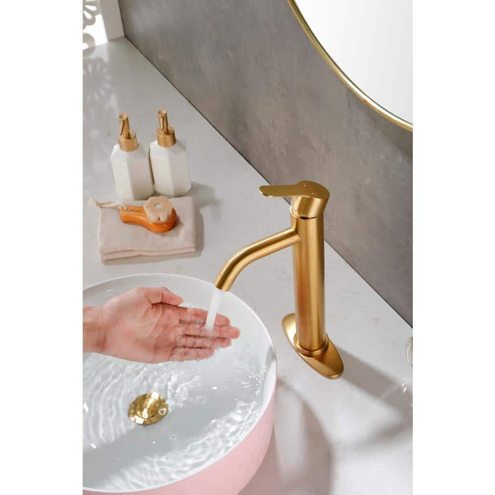 Brushed Gold Stainless Steel Single Handle Bathroom Faucet