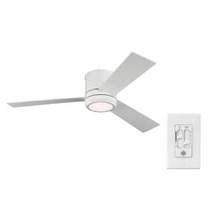 Clarity Max 56 on. Integrated LED Indoor Matte White Flush Mount Ceiling Fan with Wall Switch Control