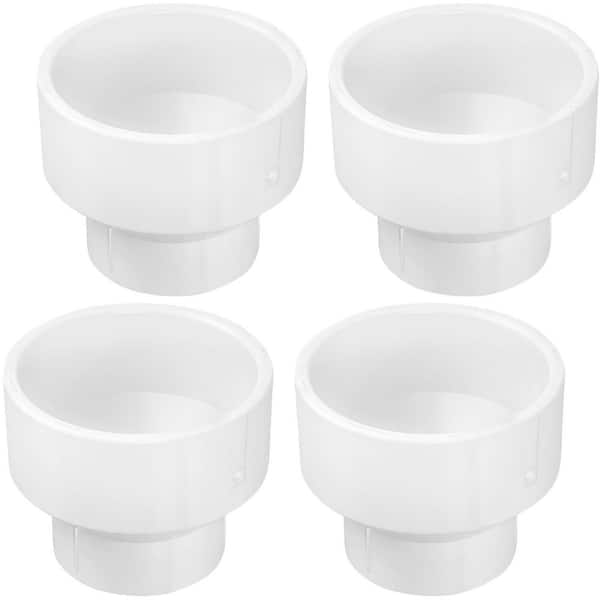 6 in. x 4 in. White Rigid PVC DWV Increaser-Reducer Coupling, 0.6 ft. Long, Hub x Hub, Schedule 40 (4-Pack)