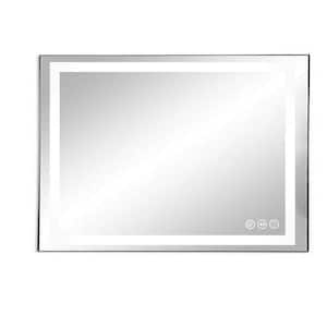 40 in. W x 32 in. H Silver Rectangular Frameless Wall Bathroom Vanity Mirror in Glass with Headlight and Backlit LED