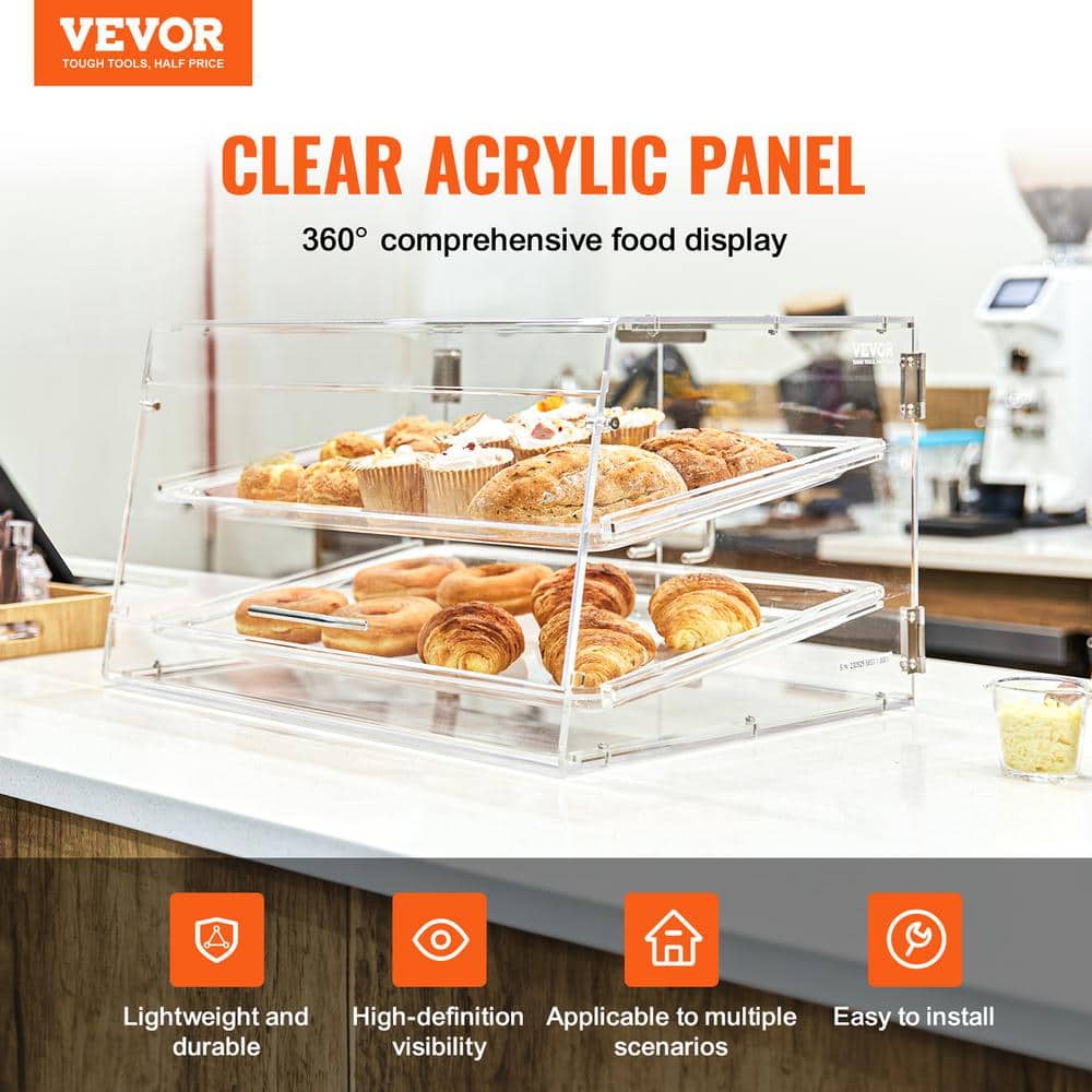 Clear Acrylic 2-Tier Pastry Display Case with Rear Door