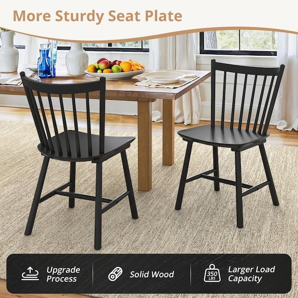 LUE BONA Winston Black Classic Windsor Dining Chair Solid Wood