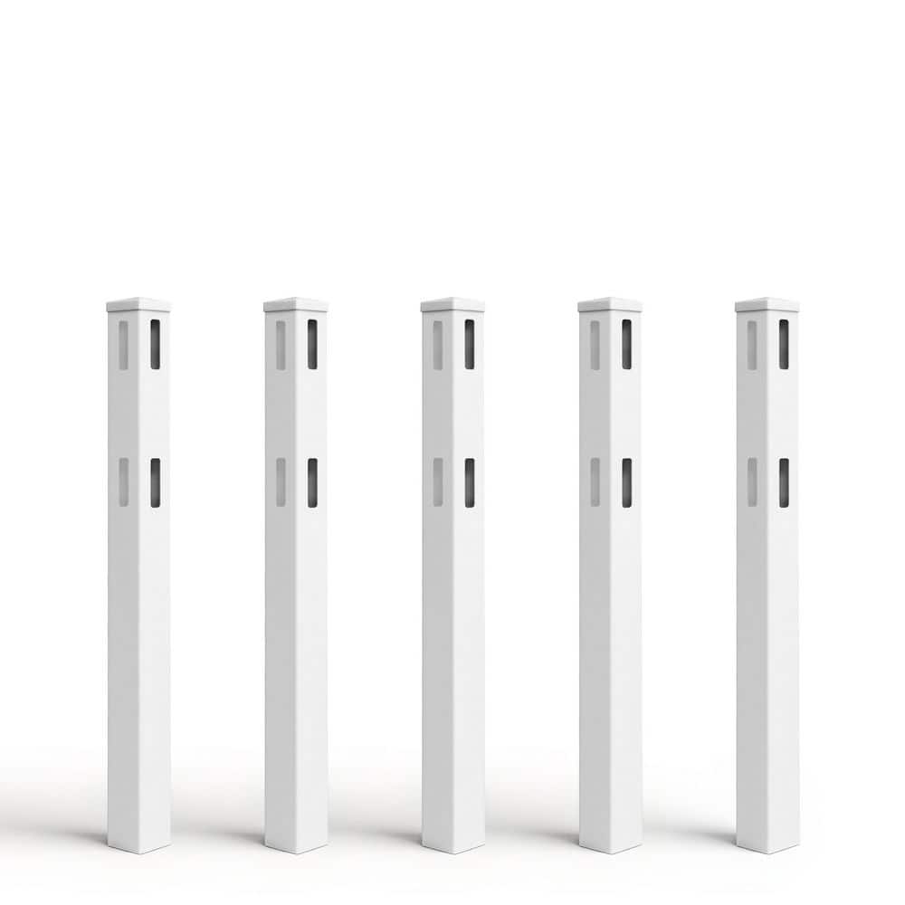 5 in. x 5 in. x 5 ft. White Vinyl Line Fence Post with Cap (5-Pack) price history on PriceWatchPro
