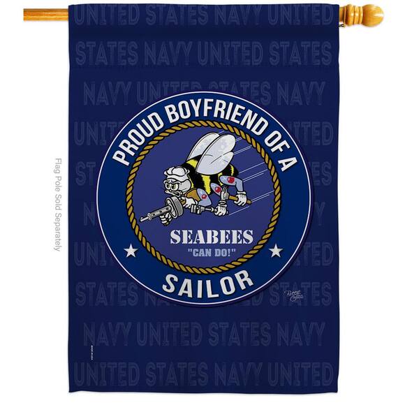 Breeze Decor 28 in. x 40 in. Seabees Proud Boyfriend Sailor House Flag Double-Sided Armed Forces Decorative Vertical Flags