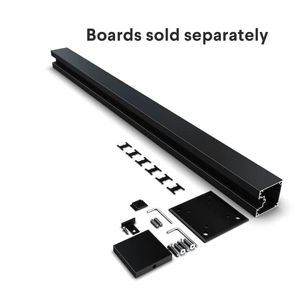 HOFT End Post Kit 44 in. x 3 in. x 3 in. Black Aluminum Railing End Post and Hardware - Kit A4