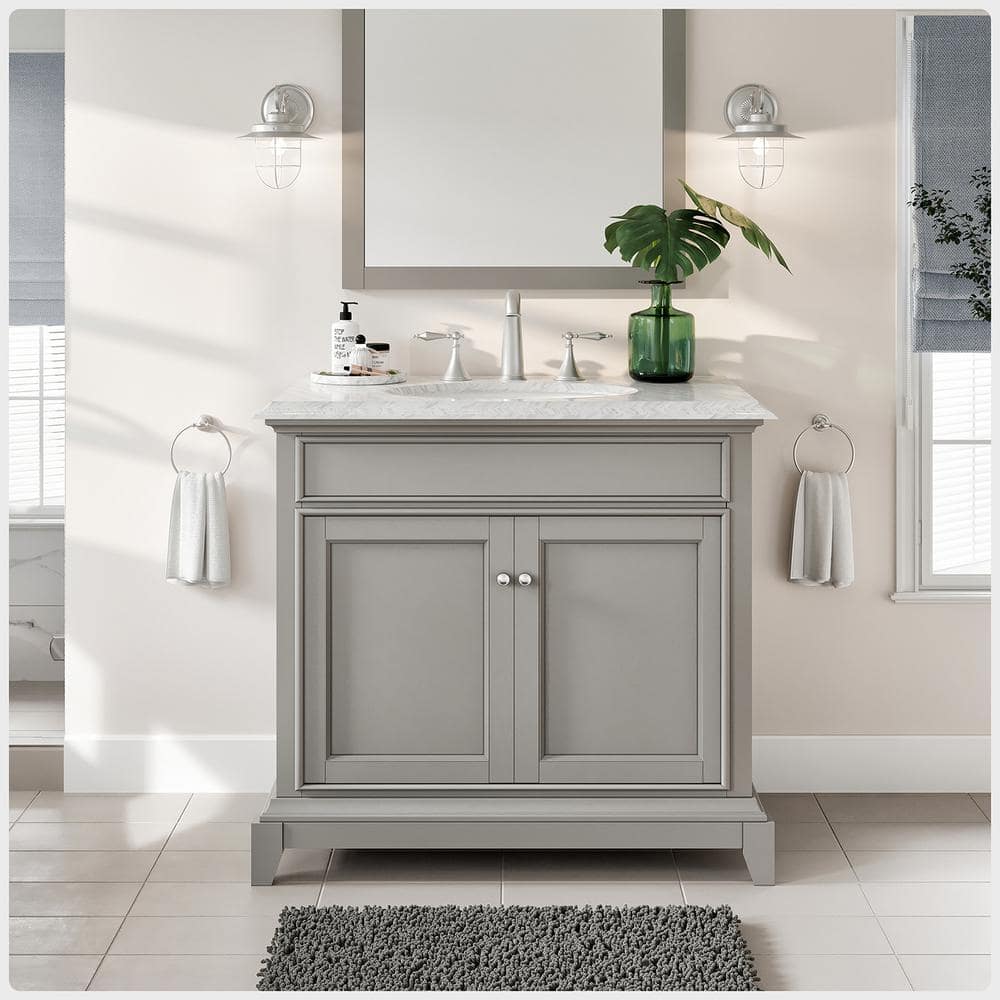 Eviva Elite Stamford 30 in. W x 24 in. D x 36 in. H Bath Vanity in Gray ...