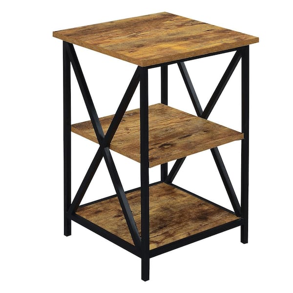 Convenience Concepts Tucson 24.25 in. Barnwood and Black Tall 3-Tier End Table