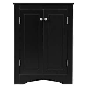 Triangle 17.20 in. W x 17.20 in. D x 31.50 in. H Black Linen Cabinet, Bathroom Storage Cabinet with Adjustable Shelves
