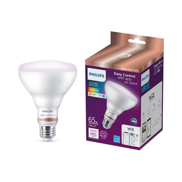 Philips 65-Watt Equivalent BR30 LED Smart Wi-Fi Color Changing Light Bulb Powered by WiZ with Bluetooth (4-Pack)