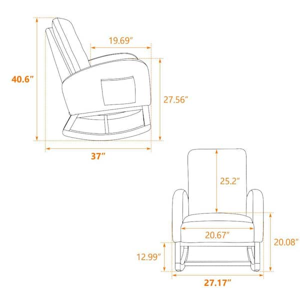GZMR Comfortable Green Toweling Fabric Rocking Chair