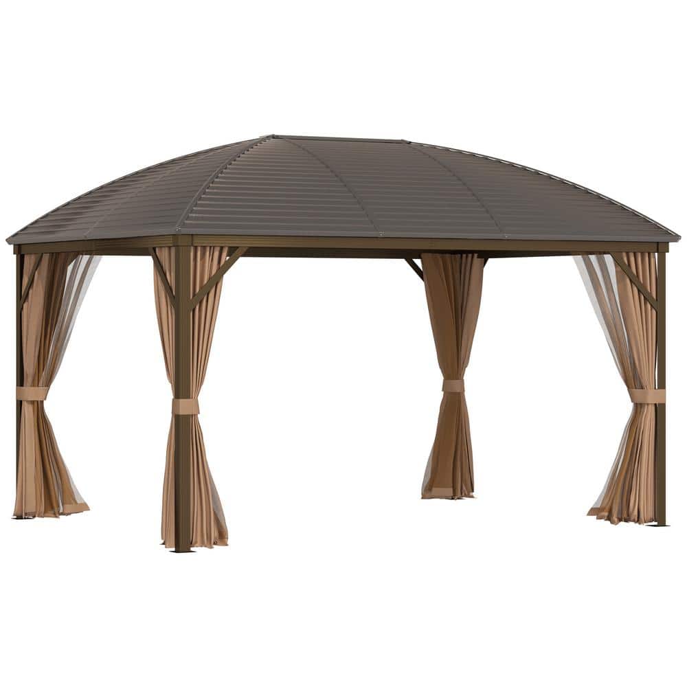 Outsunny 13 ft. x 10 ft. Steel Hardtop Gazebo with Screened Outsunny 13 ft. x 10 ft. Steel Hardtop Gazebo with Screened