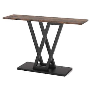 Turrella 43 In. Rustic Brown Rectangle Wood Console Table, Industrial Hallway Table for Entryway, Entryway Tables