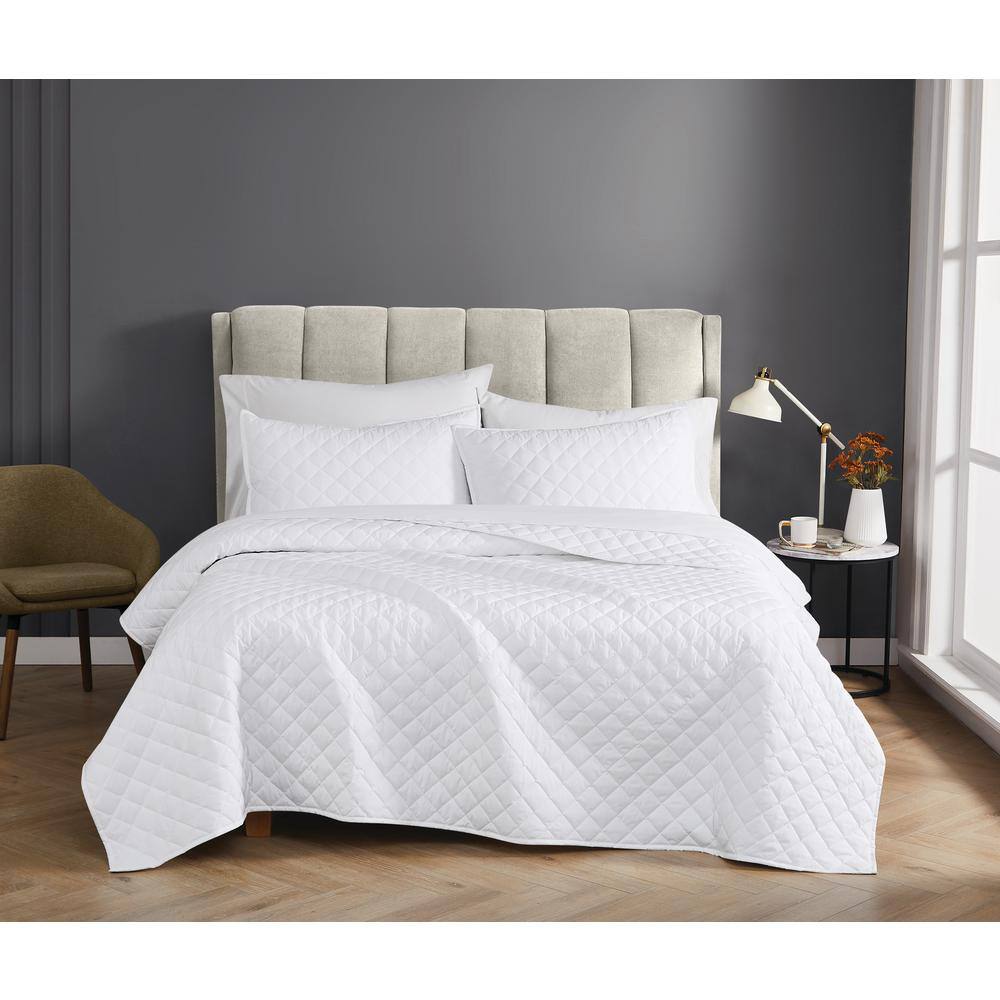 White Full Cotton Quilted Quilt Set