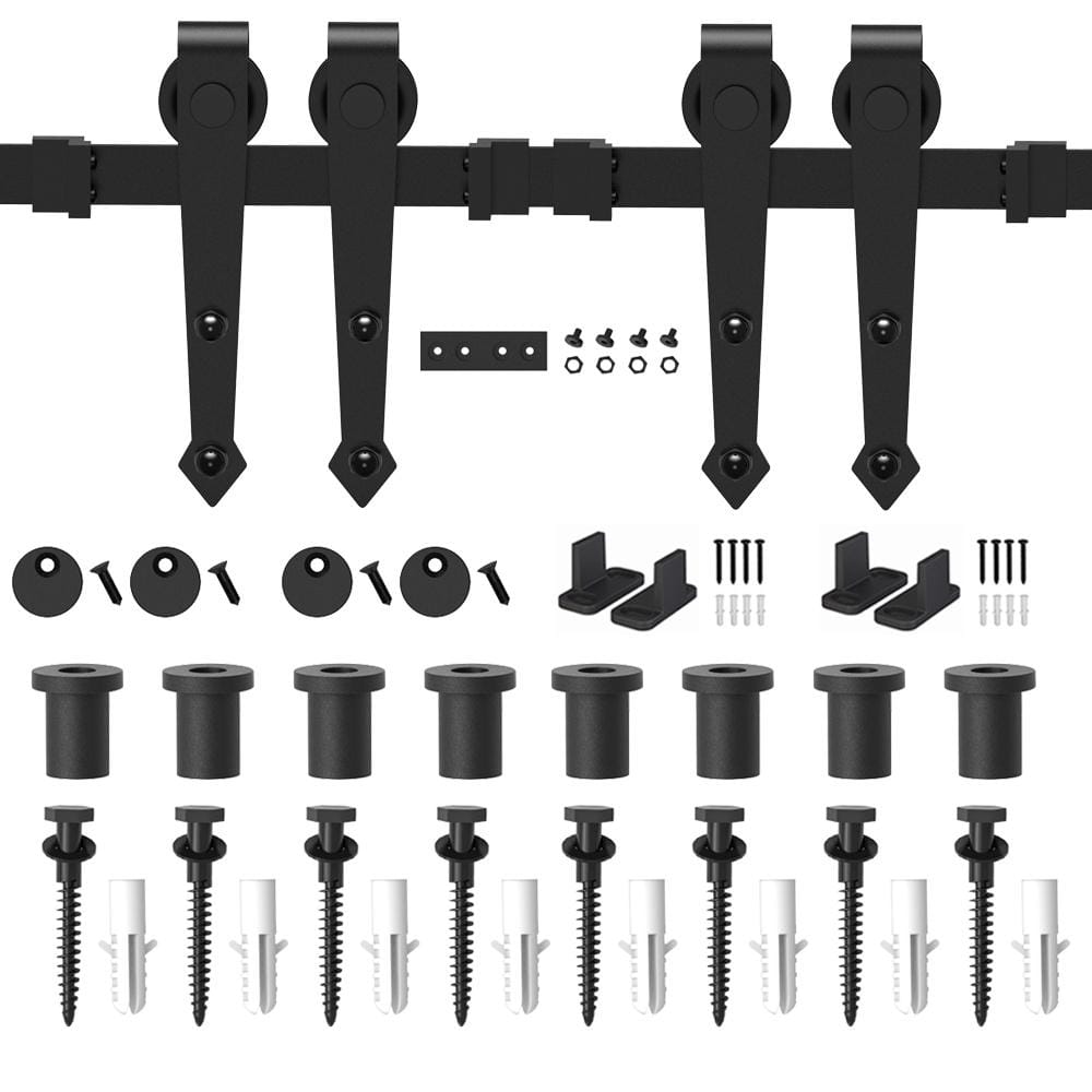 WINSOON 11 ft./132 in. Black Steel HeavyDuty Rolling Barn Door