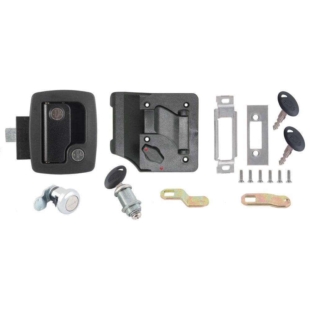 ZADI Round Black Right-Hand Door Lock For Caravan Motorhome – 64x38mm Hole Spacing – Complete Unit 2 thumbnail image