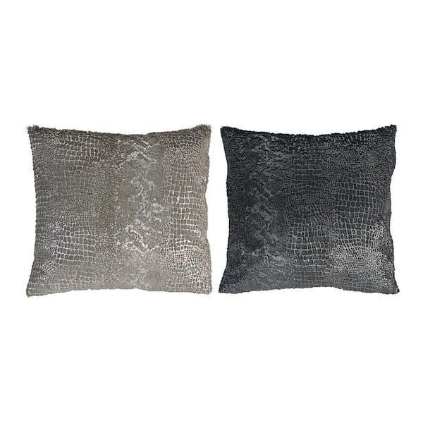 A & B Home Pillows Tan, Black 18 in. x 18 in. Throw Pillow (Set of Two)