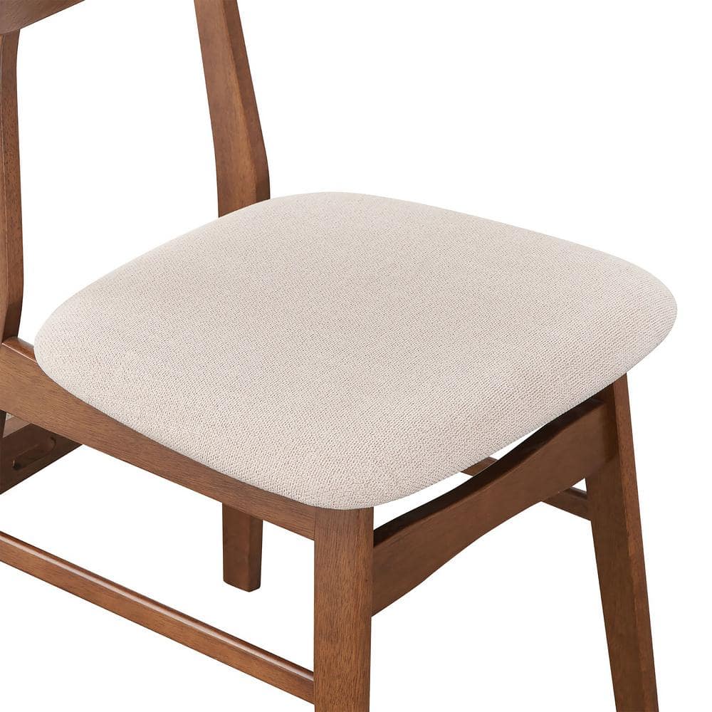 Natural Walnut Upholstered Mid-Century Modern Side Chairs (Set of 4)