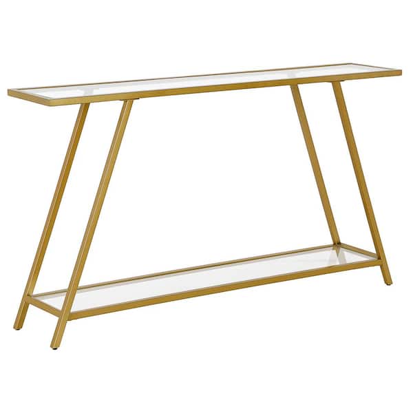 Meyer&Cross Yair 52 in. Brass Rectangle Glass Console Table
