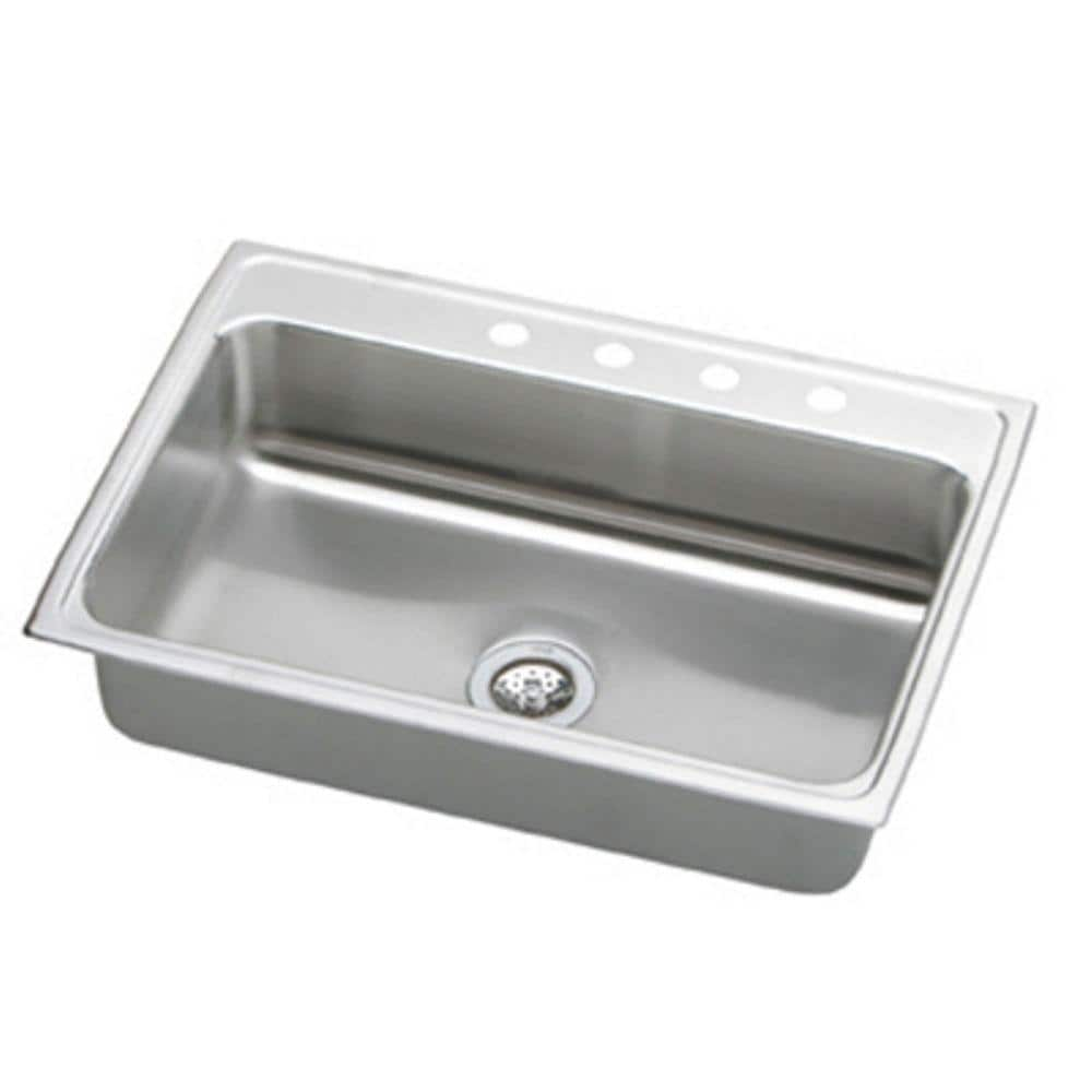 Elkay Lustertone 33in Drop In 1 Bowl 18 Gauge Stainless Steel Sink