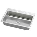 Lustertone Drop-In Stainless Steel 33 in. 4-Hole Single Bowl Kitchen Sink