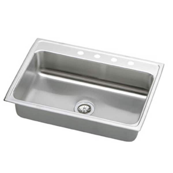 Elkay Lustertone Drop-In Stainless Steel 33 in. 4-Hole Single Bowl Kitchen Sink
