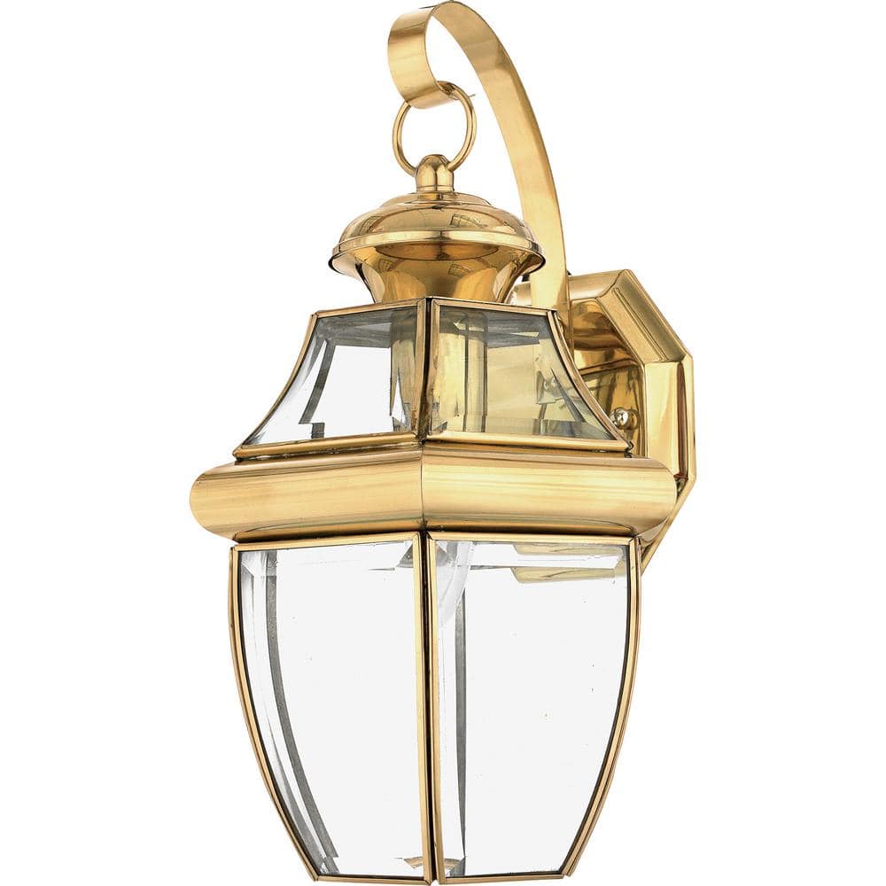 Polished Brass Quoizel NY8316B Newbury 1 Light Outdoor Wall Lantern Fixture 