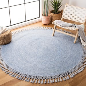 Sahara Blue Denim 6 ft. x 6 ft. Round Solid Area Rug