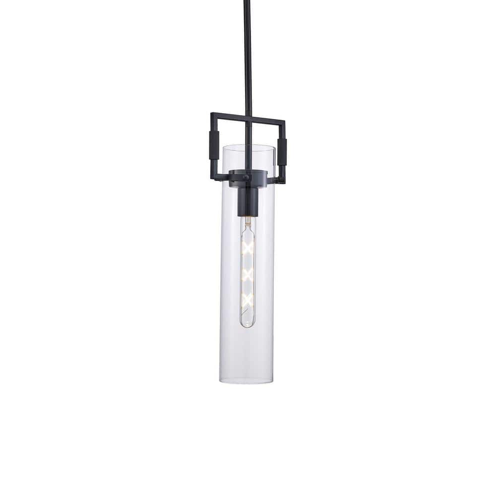 Mie 7" Black Contemporary Mini Pendant with Clear Glass Shade