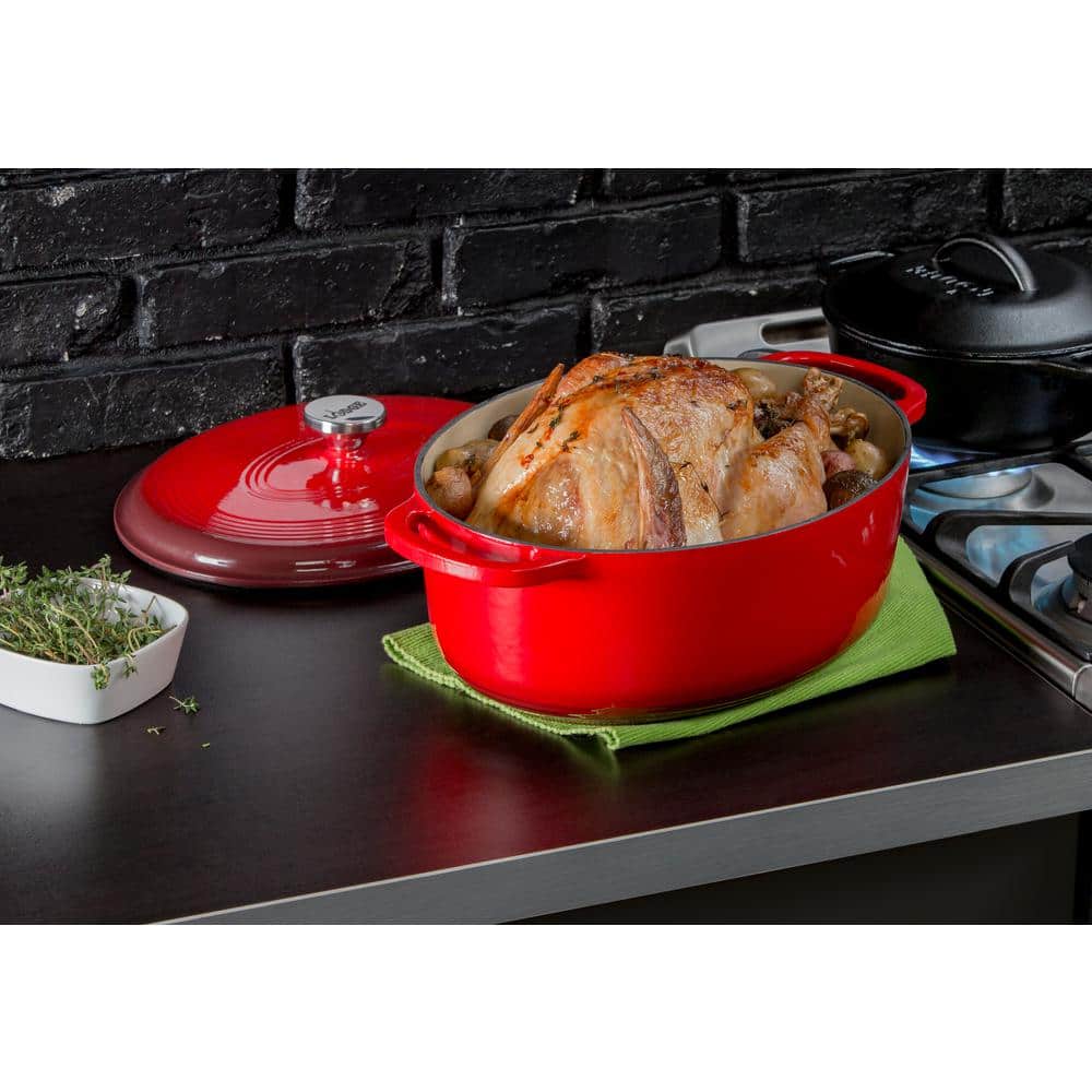 Classic 7 Quart Red Enameled Cast Iron Dutch Oven