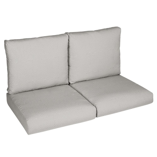 SORRA HOME Sorra Home 22.5 in. x 22.5 in. x 5 in. (4-Piece) Deep Seating Outdoor Loveseat Cushion in Sunbrella Retain Oyster