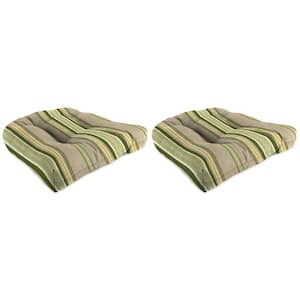 18 in. L x 18 in. W x 4 in. T Tufted Outdoor Wicker Seat Cushion in Terrace Sunrise (2-Pack)