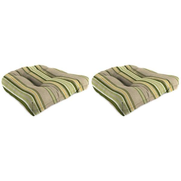 Jordan Manufacturing 18 in. L x 18 in. W x 4 in. T Tufted Outdoor Wicker Seat Cushion in Terrace Sunrise (2-Pack)