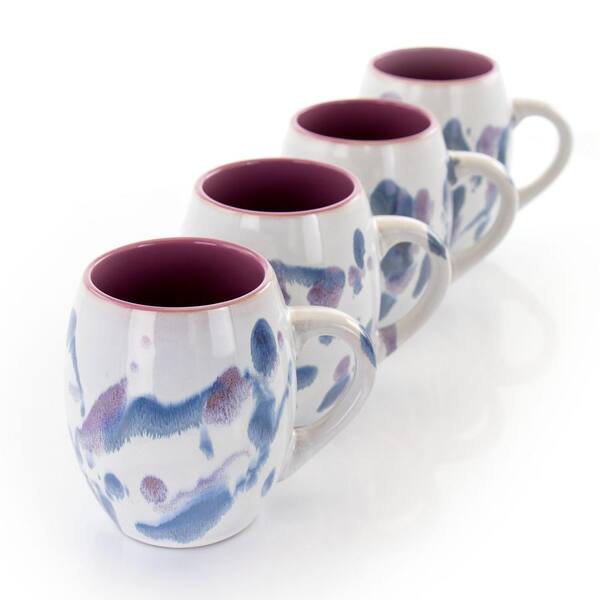 Meritage 20.2 oz. Purple and White Stoneware Mug (Set of 4)