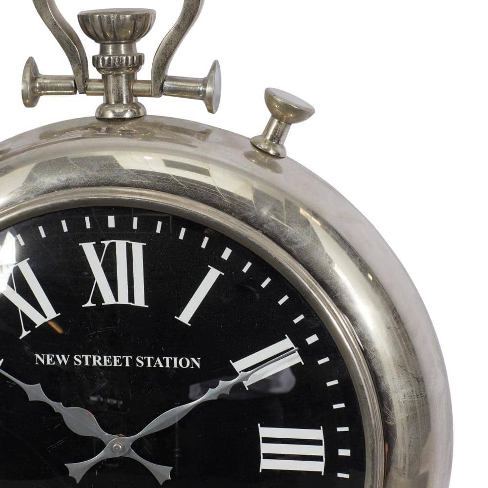 16" Silver Stainless Steel Pocket Watch Style Wall Clock
