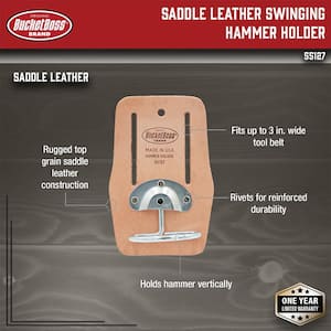 Saddle Leather Swinging Hammer Holder for Work Tool Belts