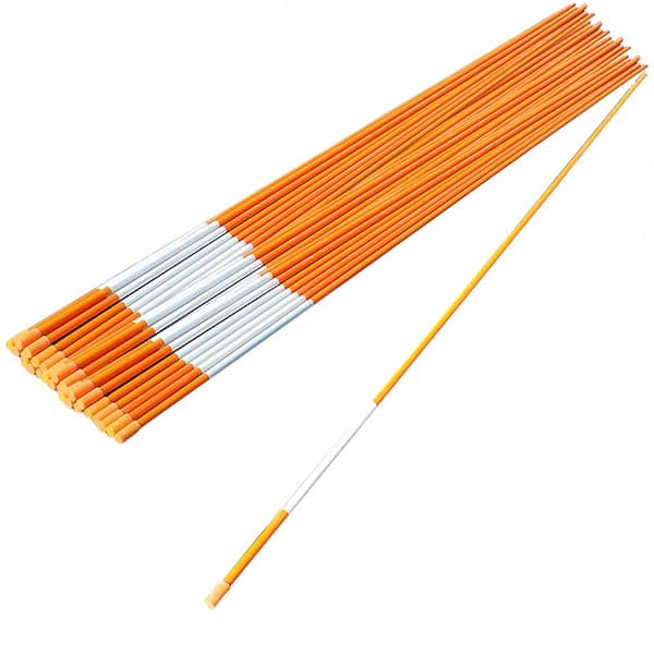 Reflective Driveway Markers 48 in. Orange 100-Pack 5/16 in. Dia Hollow Driveway Poles for Easy Visibility at Night