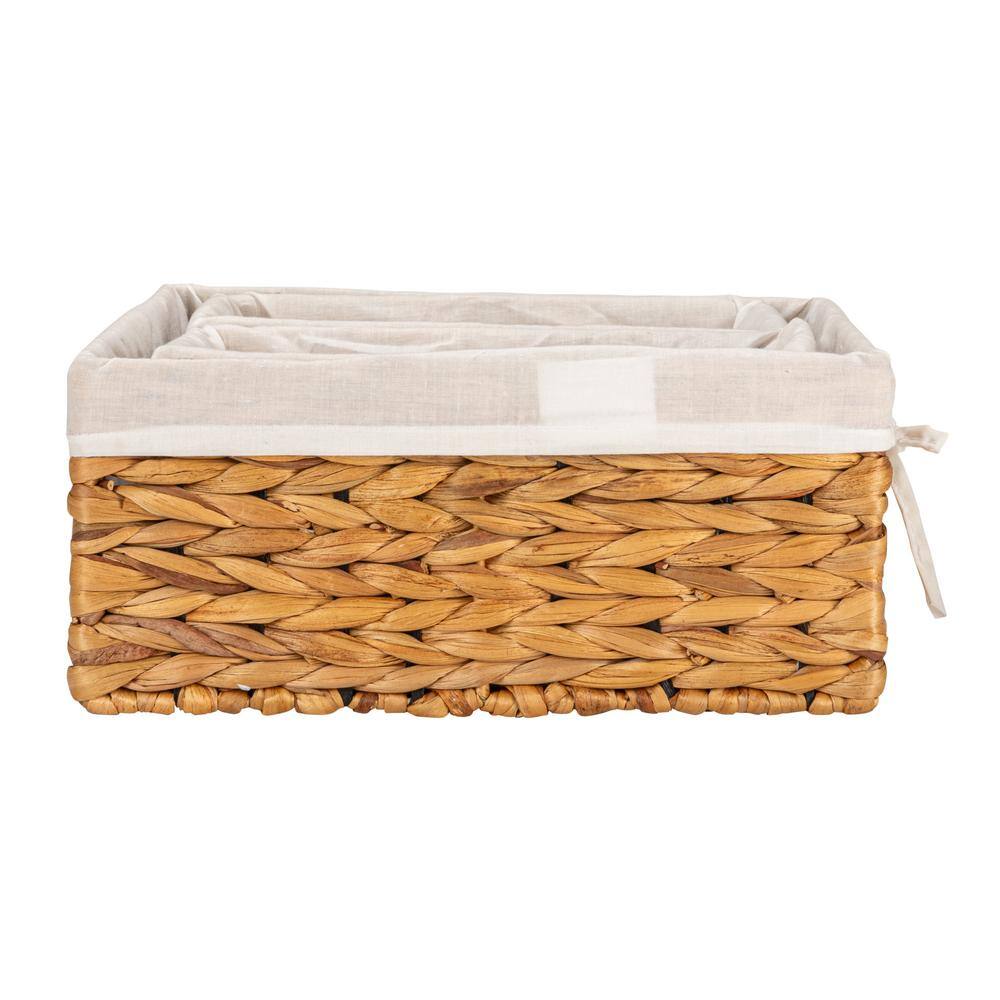 Natural Seagrass Rectangular Storage Basket Set with Liners