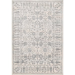 Bessie Vintage Tribal Silver 5 ft. x 8 ft. Area Rug