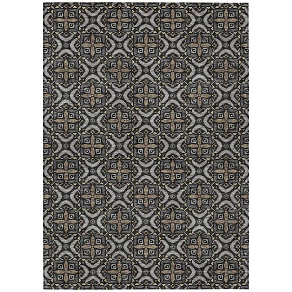 Chantille Machine Washable Indoor/Outdoor Abstract ACN2924 Black 10 ft. x 14 ft. Area Rug