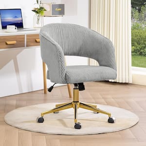 Light Grey Modern Swivel and Adjustable Task Chair Tufted Office Chair with Gold Base
