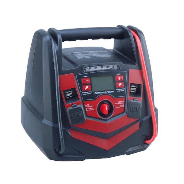 BRIDGELAND 5 in 1 Portable Power Pack Jump Starter Air Compressor Work Light 12-Volt/USB Power 12 Ah