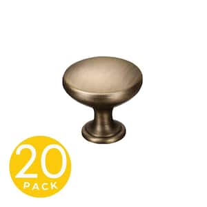 Alpha Series 1 in. Modern Medium Aged Bronze Round Cabinet Knob (20-Pack)
