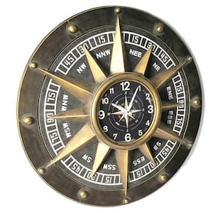 Golden Compass Metal Wall Clock