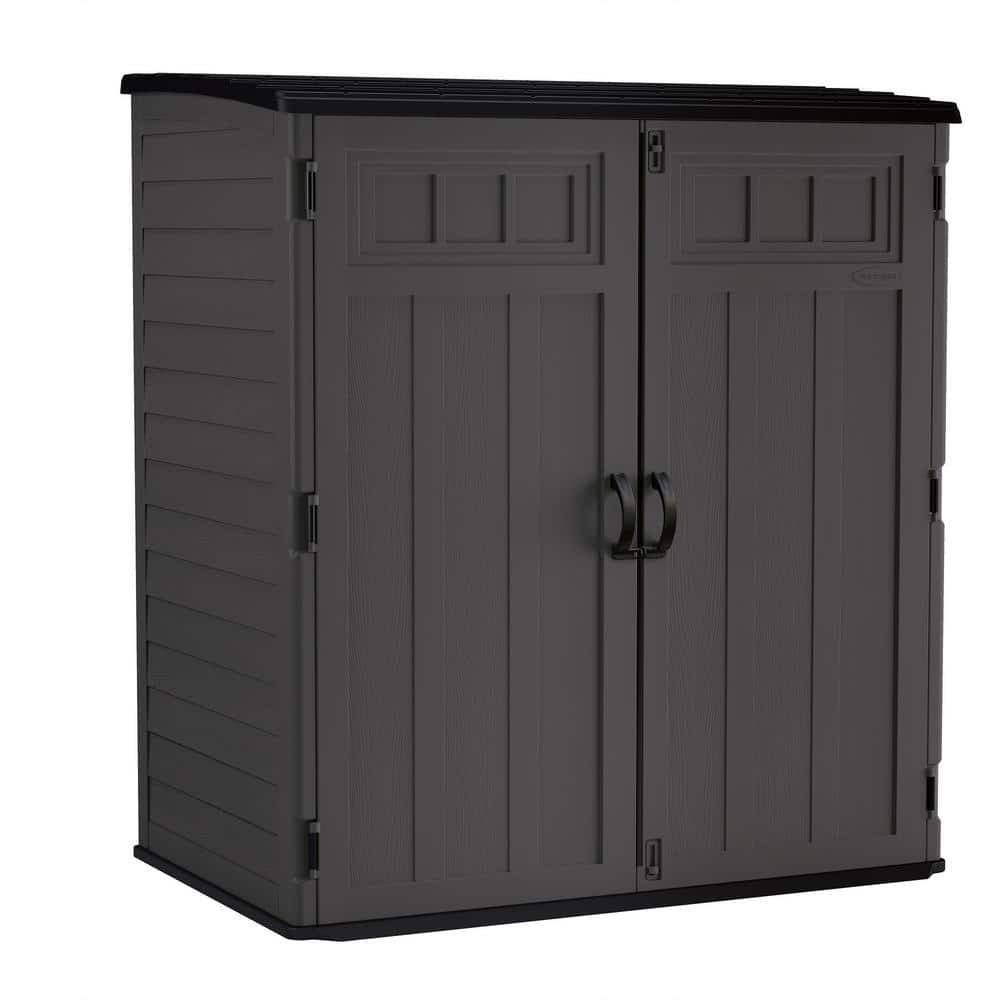 Gray Resin Vertical Storage Shed with Double Doors