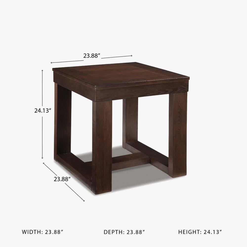 Watson 24.13 in. Dark Brown Square Wood End Table with Trestle Base - thumbnail 8